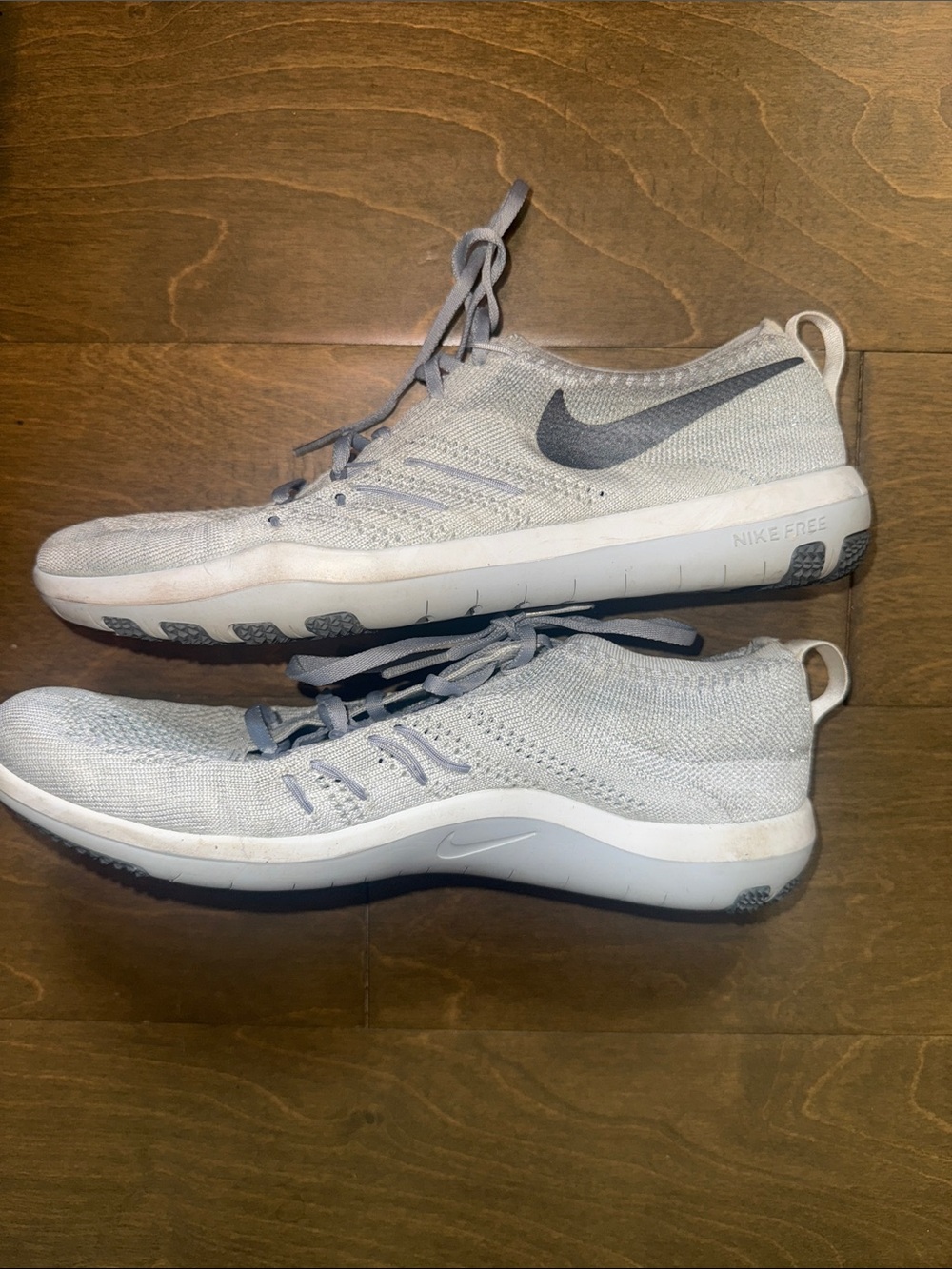 Nike Women's Light Gray Flyknit Training Sneakers